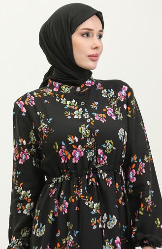 Viscose Floral Dress 0286-02 Black 0286-02