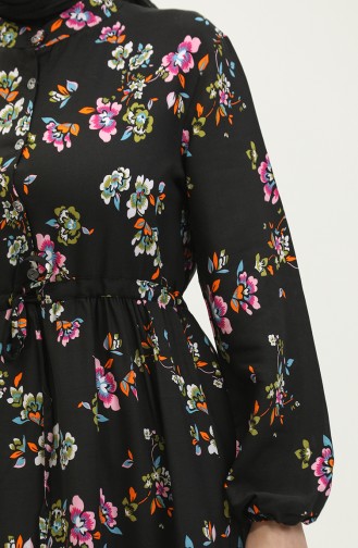 Viscose Floral Dress 0286-02 Black 0286-02