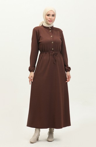 Jurk Met Geplooide Taille 0287-02 Bruin 0287-02