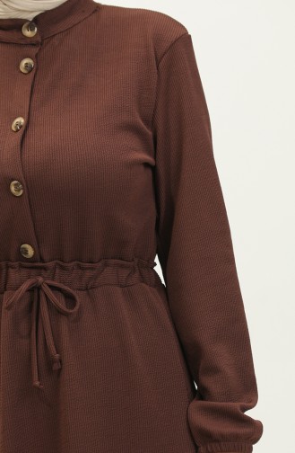 Jurk Met Geplooide Taille 0287-02 Bruin 0287-02