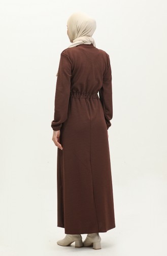 Jurk Met Geplooide Taille 0287-02 Bruin 0287-02