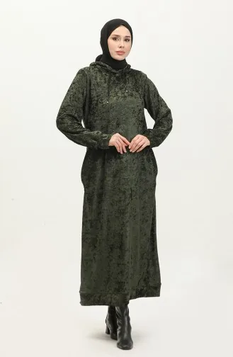 Samtkleid Mit Kapuze 0285-K-01 Khaki 0285-K-01