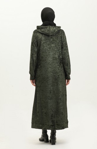 Hooded Velvet Dress 0285-K-01 Khaki 0285-K-01