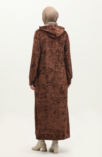 Hooded Velvet Dress 0285-K-03 Brown 0285-K-03