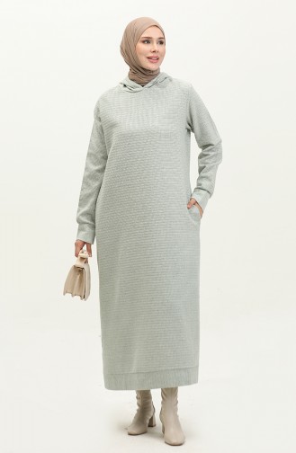 Tweed Kleid mit Kapuze 0290-02 Grün 0290-02