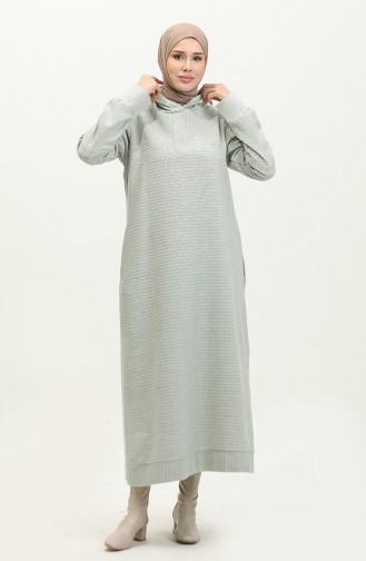 Tweed Hooded Dress 0290-D-01 Green 0290-D-01