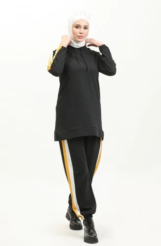 طقم رياضي ثنائي 23058-02 أسود خردلي 23058-02