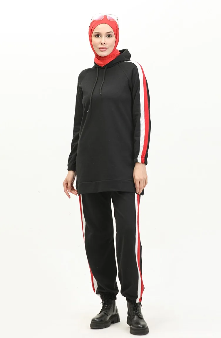 طقم رياضي ثنائي  23058-03 أسود أحمر 23058-03