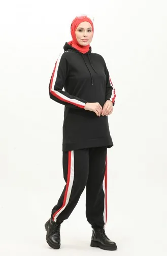 طقم رياضي ثنائي 23058-03 أسود أحمر 23058-03