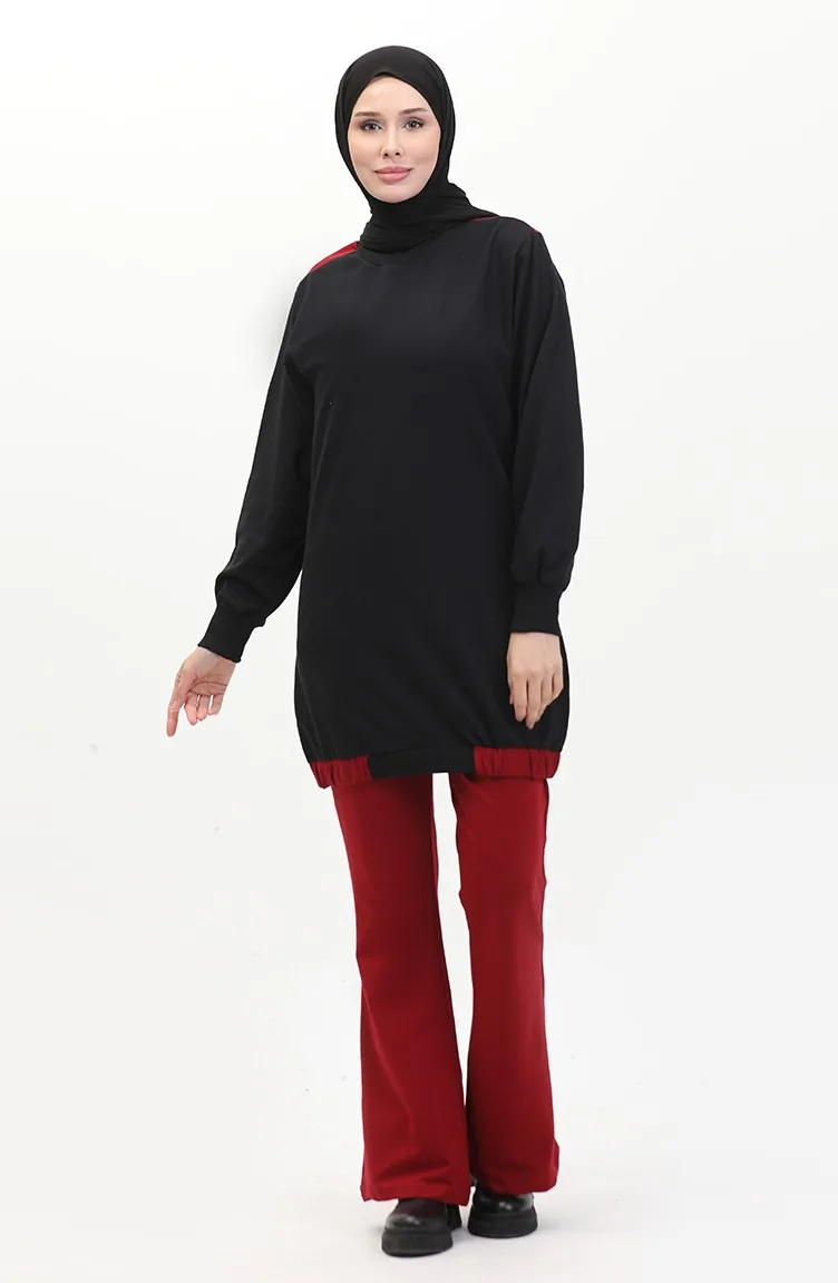 İkili Eşofman Takım 23085-03 Bordo Siyah