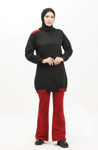 İkili Eşofman Takım 23085-03 Bordo Siyah
