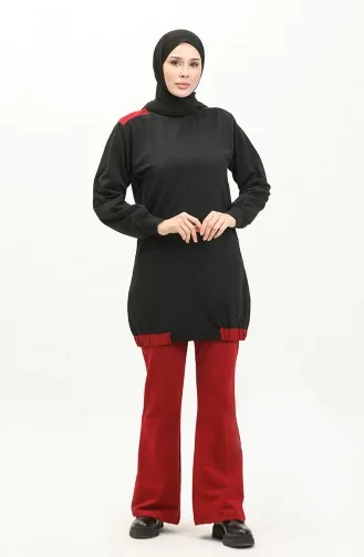İkili Eşofman Takım 23085-03 Bordo Siyah