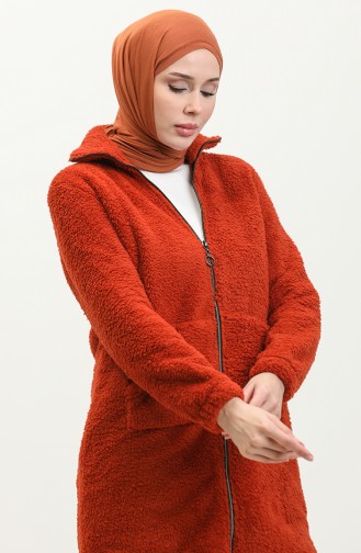 Zippered Plush Cardigan 54004-01 Terra Cotta 54004-01