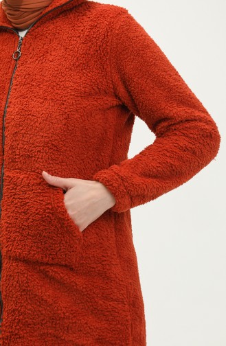 Zippered Plush Cardigan 54004-01 Terra Cotta 54004-01