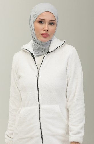 Plüsch-Cardigan Mit Reißverschluss 54004-02 Weiß 54004-02