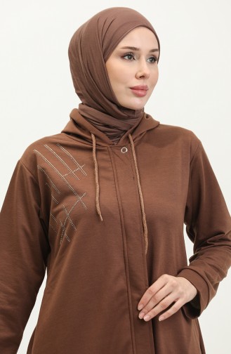 Women`s Stone Detailed Cape 6504-01 Brown 6504-01