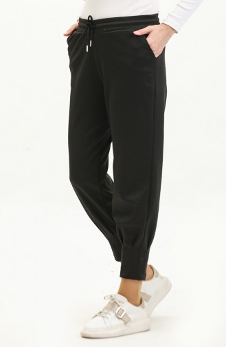 Pleated Detail Scuba Pants 77611-02 Black 77611-02