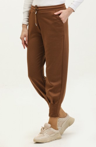 Pleated Detail Scuba Pants 77611-03 Brown 77611-03