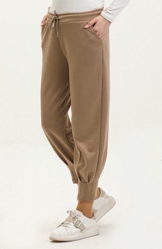 Pleated Detail Scuba Pants 77611-04 Beige 77611-04