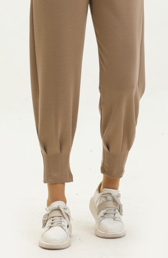 Pleated Detail Scuba Pants 77611-04 Beige 77611-04