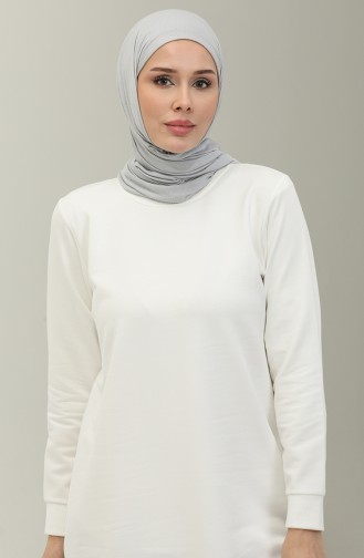 Sweatshirt Mit Zwei Fäden Und Schlitzen 9103-05 Weiß 9103-05