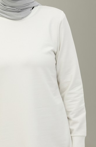 Sweatshirt Mit Zwei Fäden Und Schlitzen 9103-05 Weiß 9103-05