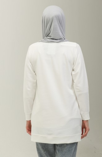 Sweatshirt Mit Zwei Fäden Und Schlitzen 9103-05 Weiß 9103-05