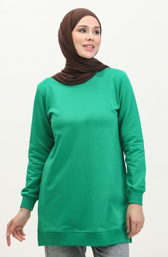Gedetailleerd Sweatshirt Met Twee Draadsleuven 9103-06 Groen 9103-06