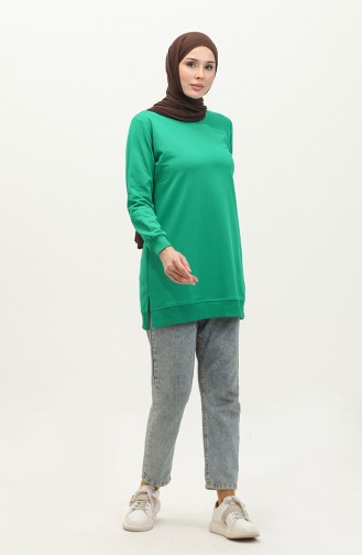 Gedetailleerd Sweatshirt Met Twee Draadsleuven 9103-06 Groen 9103-06