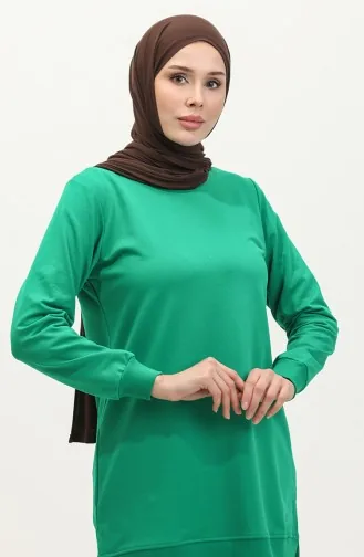 Two Thread Slit Detailed Sweatshirt 9103-06 Black 9103-06