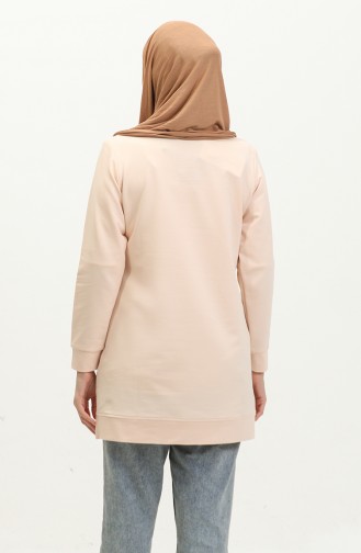 Two Thread Slit Detailed Sweatshirt 9103-07 Salmon 9103-07