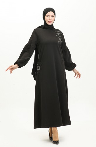 فستان حجاب بأكمام بالونية Brc1001 11001-01 لون أسود 11001-01