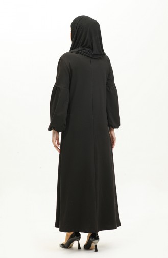 Robe Hijab Lapidée Manches Ballon Brc1001 11001-01 Noir 11001-01
