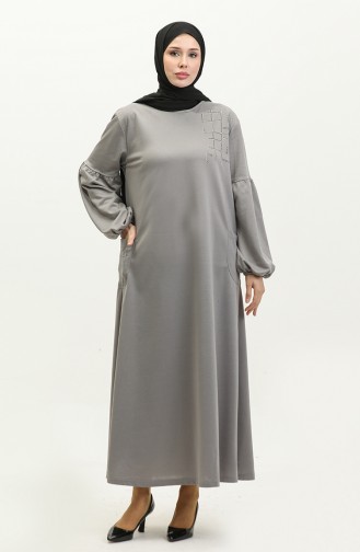 Hijab-Kleid Mit Ballonärmeln In Steinoptik Brc1001 11001-04 Grau 11001-04