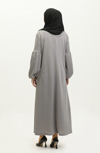 Hijab-Kleid Mit Ballonärmeln In Steinoptik Brc1001 11001-04 Grau 11001-04
