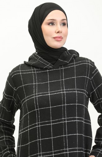 Robe A Capuche Tweed 0284-01 Noir 0284-01