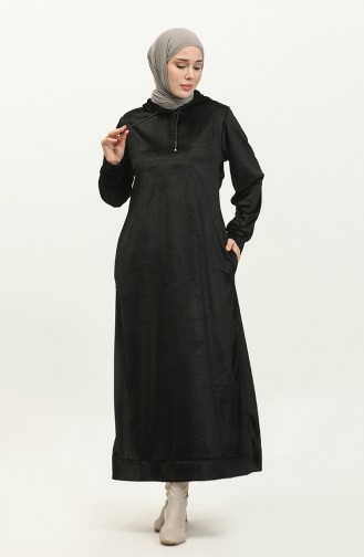 Samtkleid Mit Kapuze 0285-01 Schwarz 0285-01