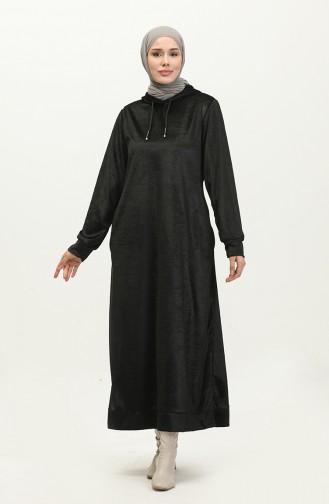 Samtkleid Mit Kapuze 0285-01 Schwarz 0285-01