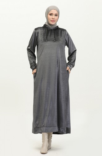 Samtkleid Mit Kapuze 0285-03 Anthrazit 0285-03