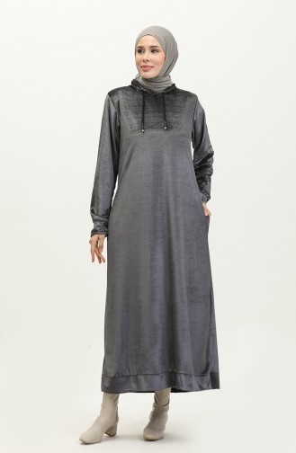 Samtkleid Mit Kapuze 0285-03 Anthrazit 0285-03