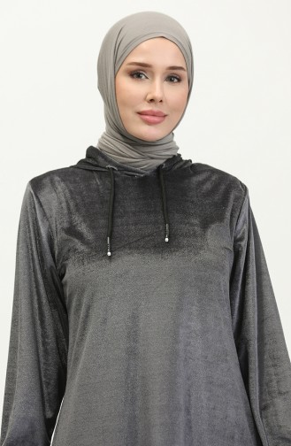 Hooded Velvet Dress 0285-03 Anthracite 0285-03