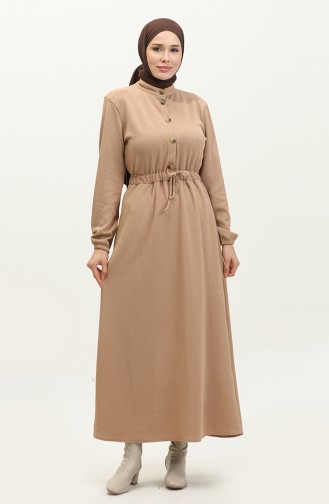 Waist Gathered Dress 0287-01 Milk Coffee 0287-01