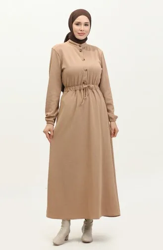 Waist Gathered Dress 0287-01 Milk Coffee 0287-01