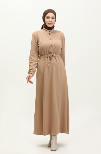 Waist Gathered Dress 0287-01 Milk Coffee 0287-01