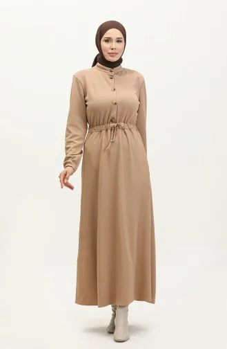 Waist Gathered Dress 0287-01 Milk Coffee 0287-01