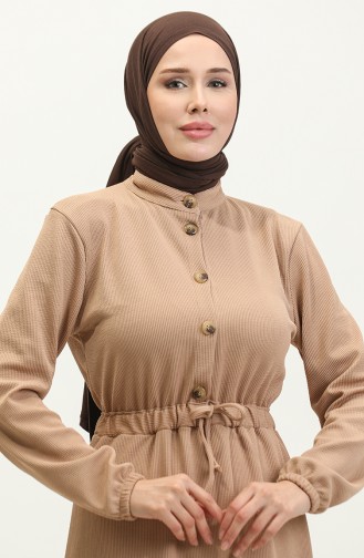 Robe Froncee à Taille 0287-01 Café Au Lait 0287-01