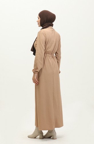 Waist Gathered Dress 0287-01 Milk Coffee 0287-01