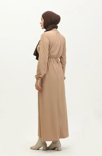 Waist Gathered Dress 0287-01 Milk Coffee 0287-01