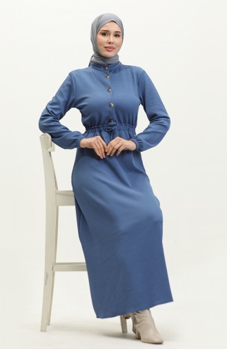 Kleid Mit Geraffter Taille 0287-05 Indigo 0287-05