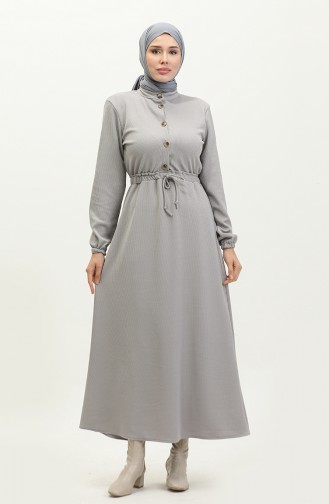 Kleid Mit Geraffter Taille 0287-06 Grau 0287-06